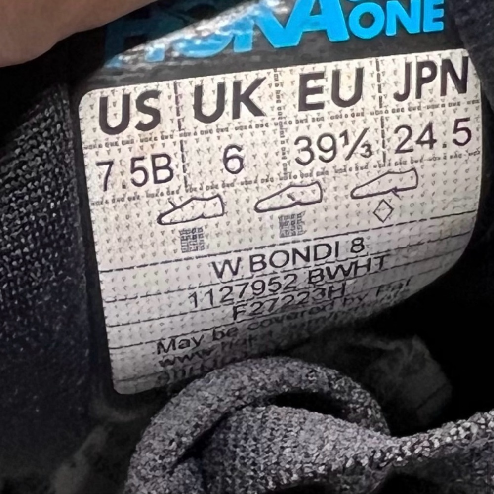 Hoka One One Bondi 8 Running Shoes in Black White - Picture 9 of 9